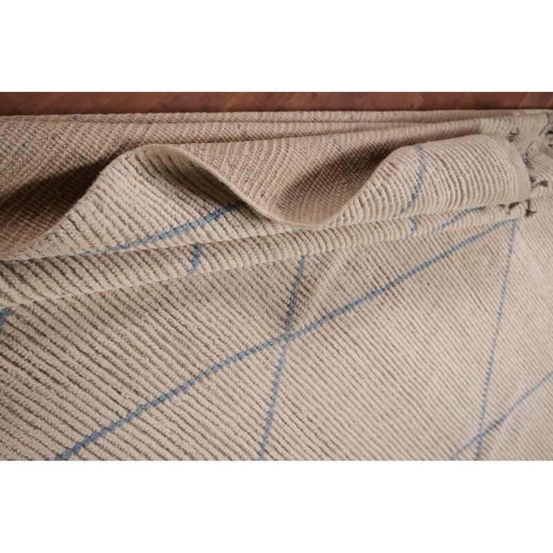 All-Over Trellis Moroccan Large Area Rug Handmade Wool Carpet - 8'10" x 13'7"