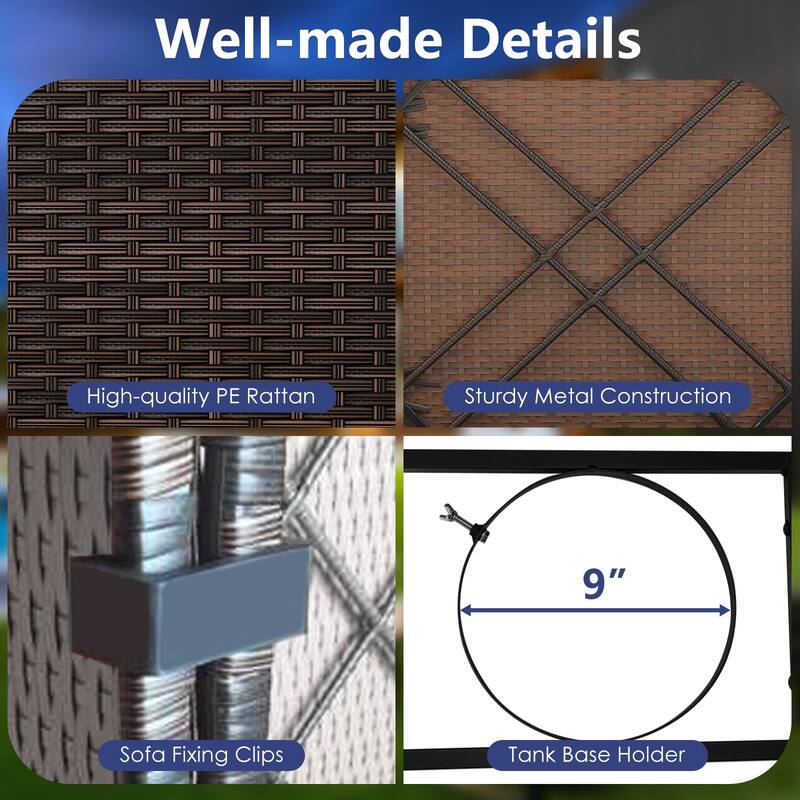 Gymax 7 PCS Patio Furniture Set 40000 BTU Gas Fire Pit Table Propane