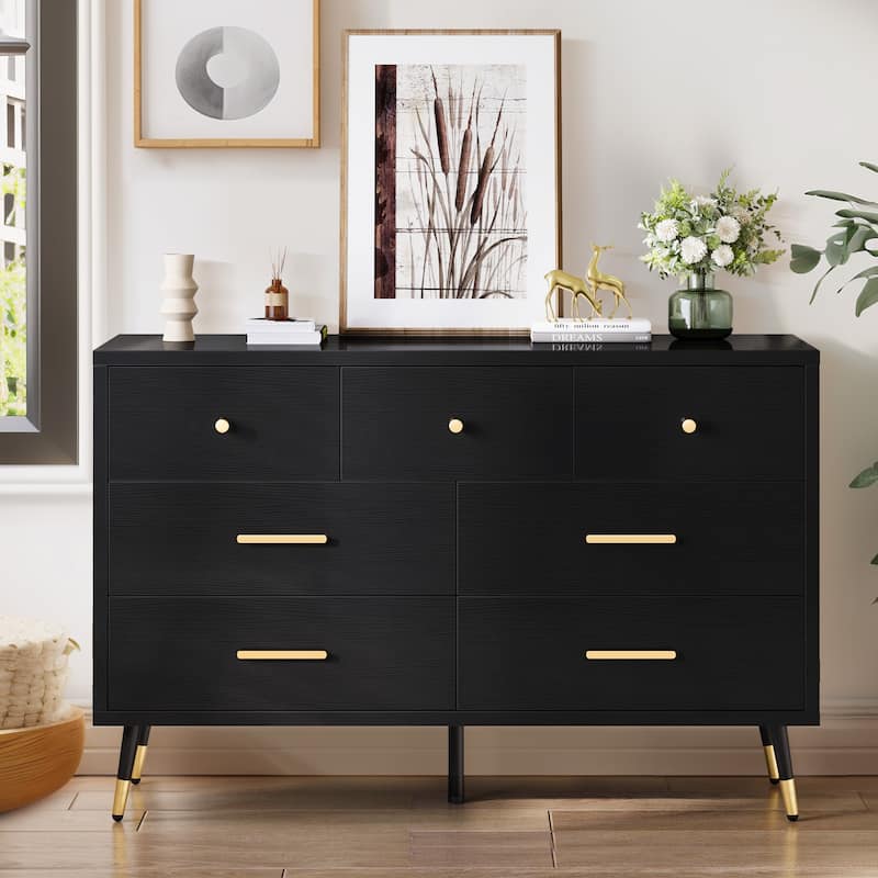 Moasis Modern 6 Drawers/7 Drawer Chest of Drawer Double Dresser