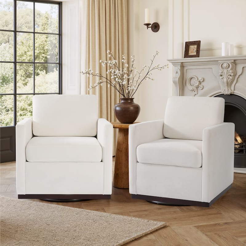 Set of 2 Modern Swivel Accent Armchairs Upholstered Arm Chairs
