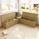 preview thumbnail 3 of 15, Corner Storage Bench with Lift-Top Seats, Faux Drawer Fronts, Oak Finish, Entryway & Living Room Organizer