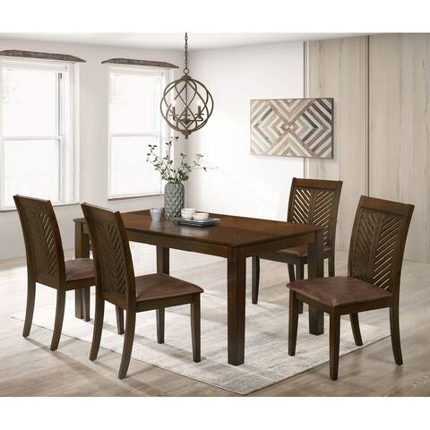 Furniture of America San Gabriel Walnut 5-piece Dining Table Set
