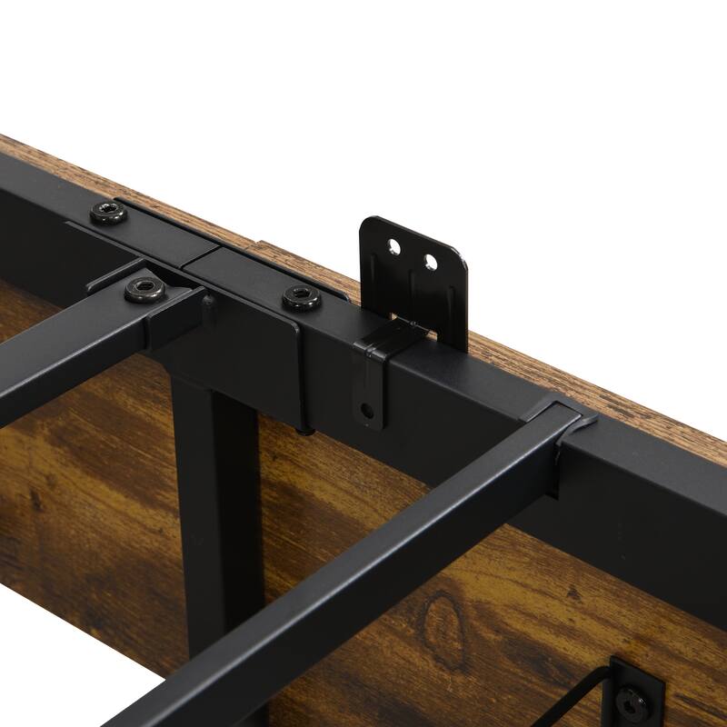 Full Size Bed Frame with Storage Headboard, Charging Station, RGB LED Lights, and 4 Drawers