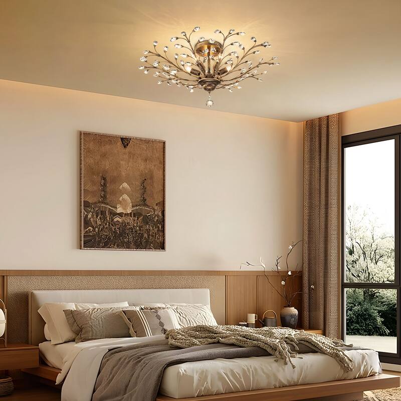 Starsky 5-Light Vintage Crystal Branch Semi-Flush Mount
