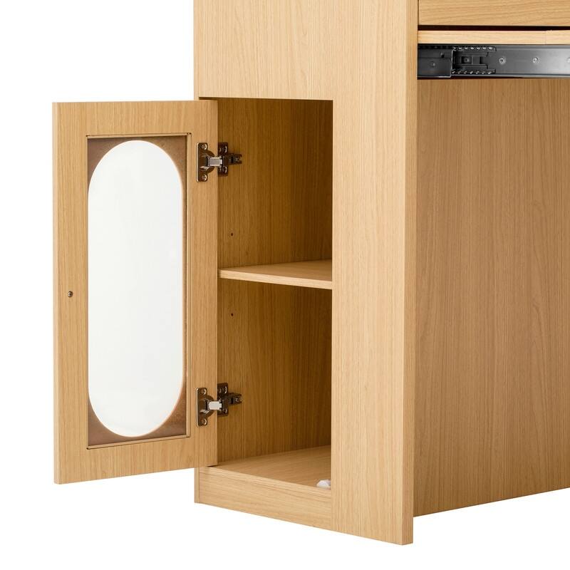 57.7" Kitchen Island with Extendable Top on Wheels, Kitchen Dining Table, Bar Table with Drawers and Power Outlet