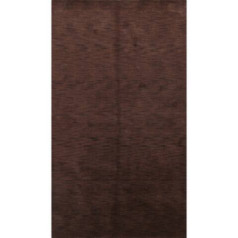 Solid Contemporary Brown Gabbeh Oriental Area Rug Wool Hand-knotted - 5'4" x 8'1"