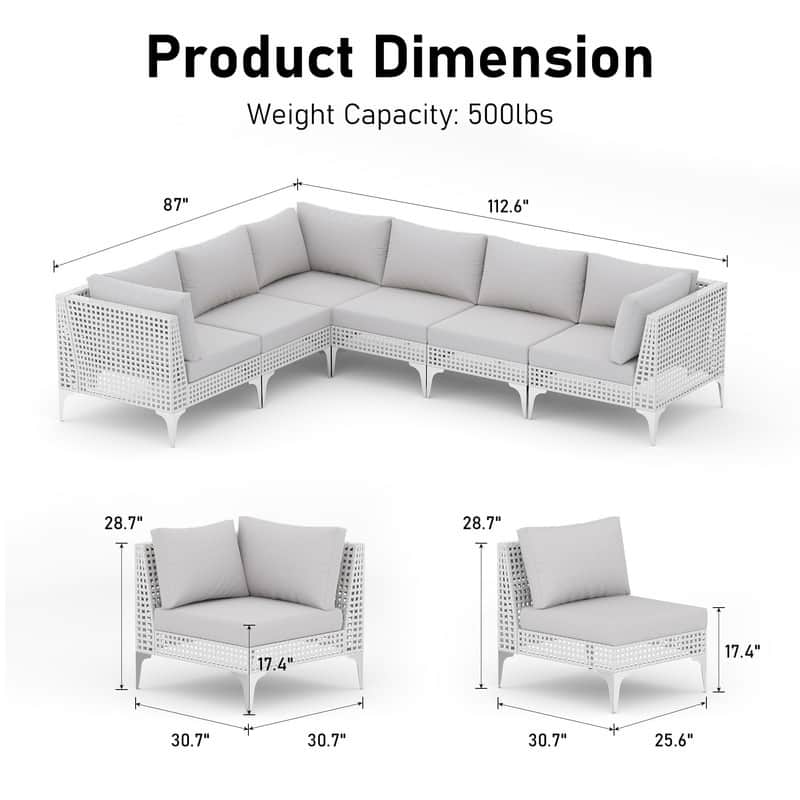 FINCATI Outdoor Wicker Modular Sectional Conversation Set with Cushions, Modern Patio Furniture Set