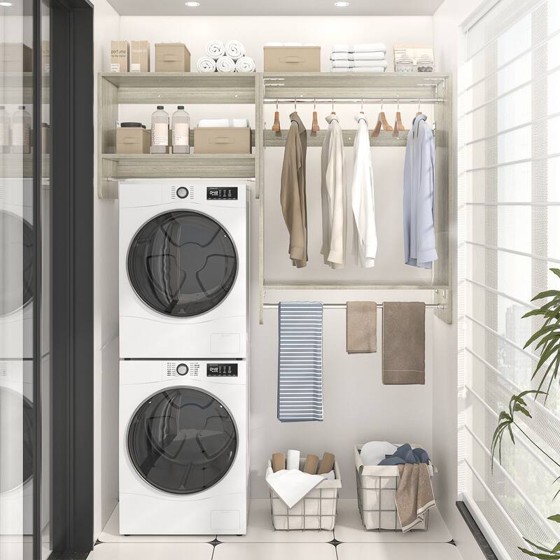 Cimly 59'' Floating Wall-mounted Closet Organizer, Space Saving Closet System for Walk-in and Reach-in Closet