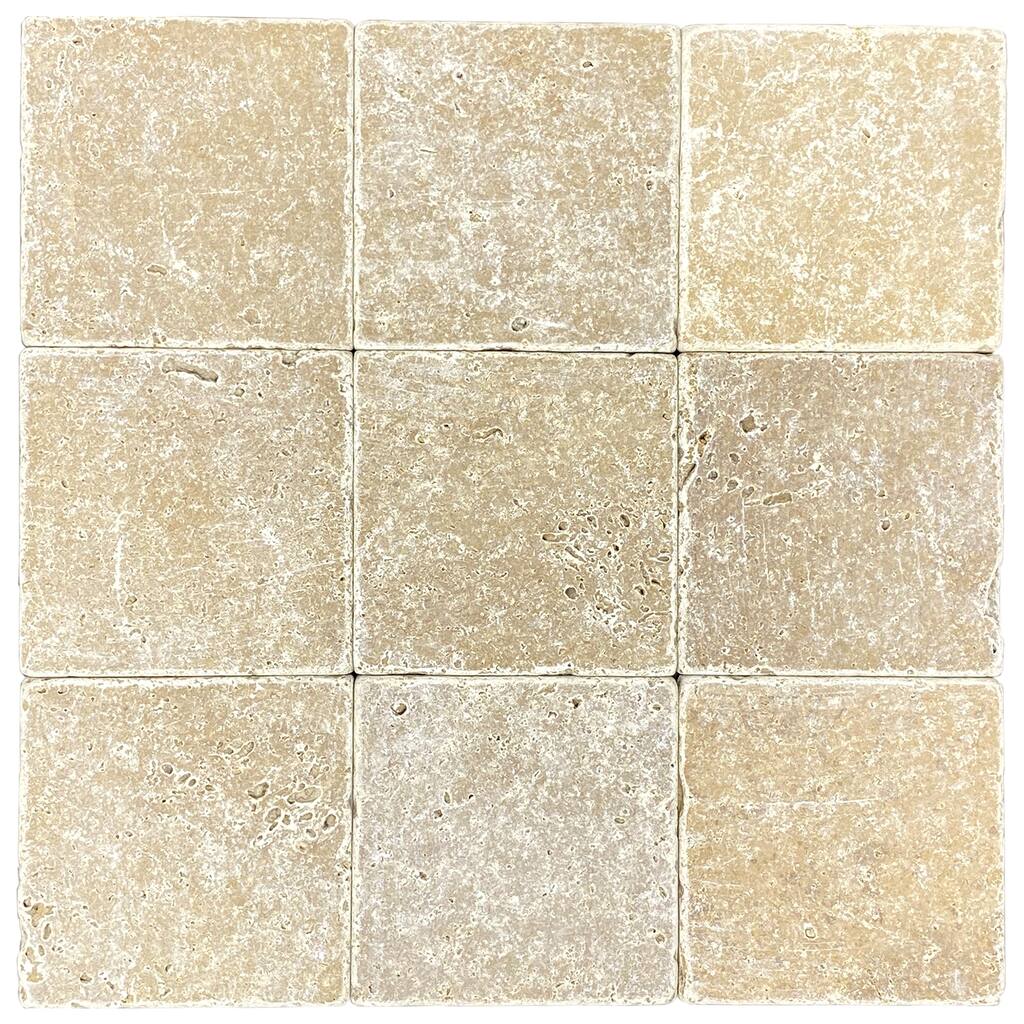 Tuscany Brown Travertine 4" x 4" Tumbled Tile