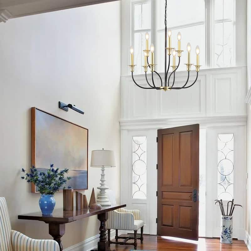 9-Light Candlestick Farmhouse Chandelier for Bedroom Living Room Staircase