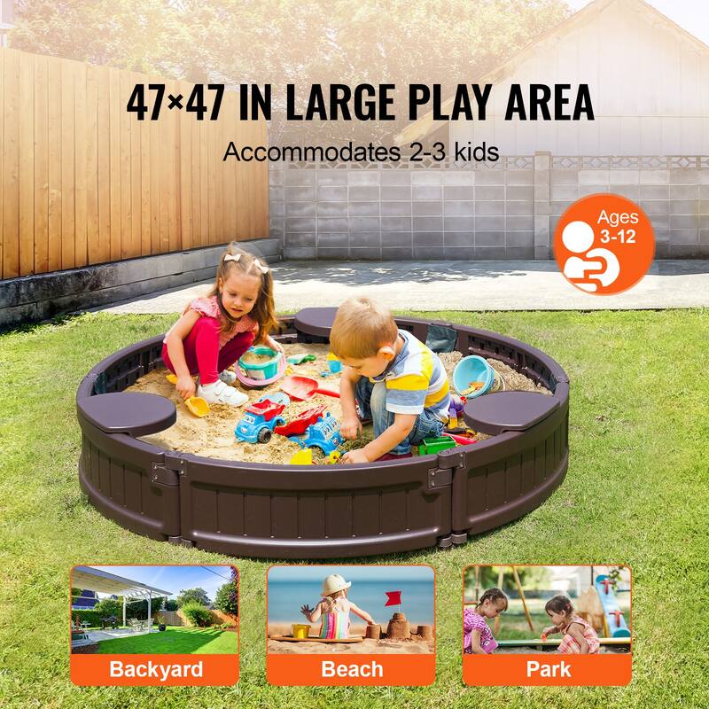 Sandbox with Cover for Outdoor Backyard, Beach, Park, Gift for Boys Girls Ages 3-12
