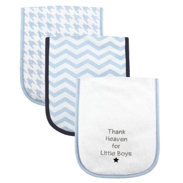 slide 1 of 1, Luvable Friends Baby Boy Cotton Burp Cloths with Fiber Filling 3pk, Boy Thank Heaven, One Size - Boy Thank Heaven - One Size One Size - Boy Thank Heaven