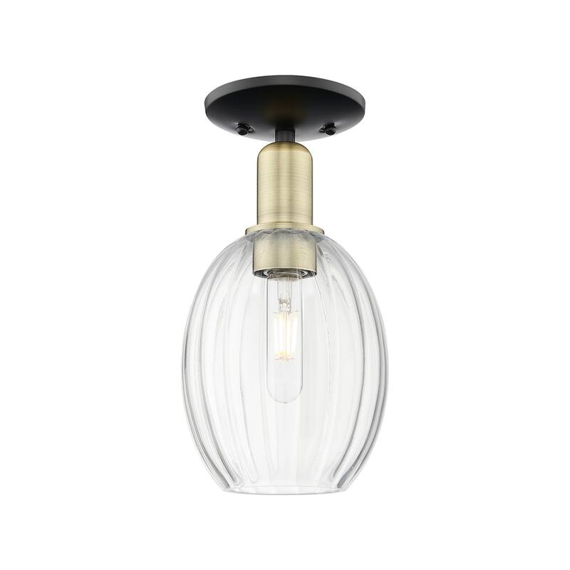 Innovations Lighting 716-1C-12-6 Preston Semi-Flush Preston 6" Wide - Black Antique Brass / Clear