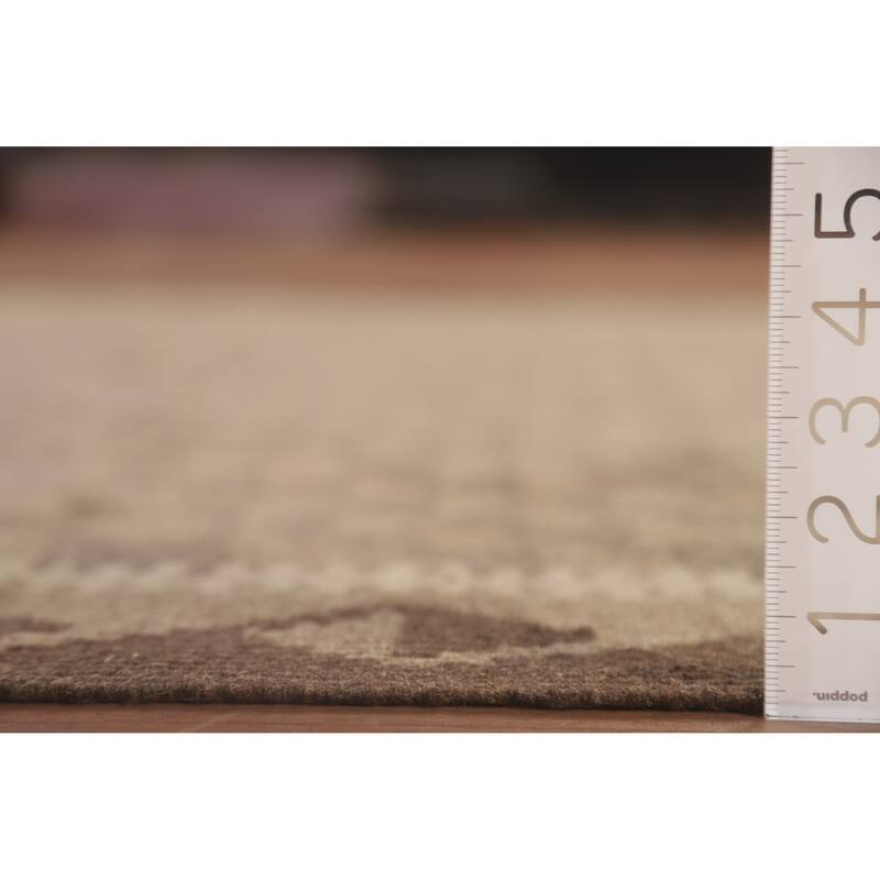 Hand Woven Oriental 100% Wool Carpet Southwestern Geometric Brown Kilim Area Rug - 9' 3'' X 6' 6''