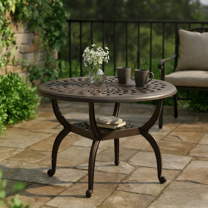 Modern Aluminum Round Coffee Table for Outdoor Spaces