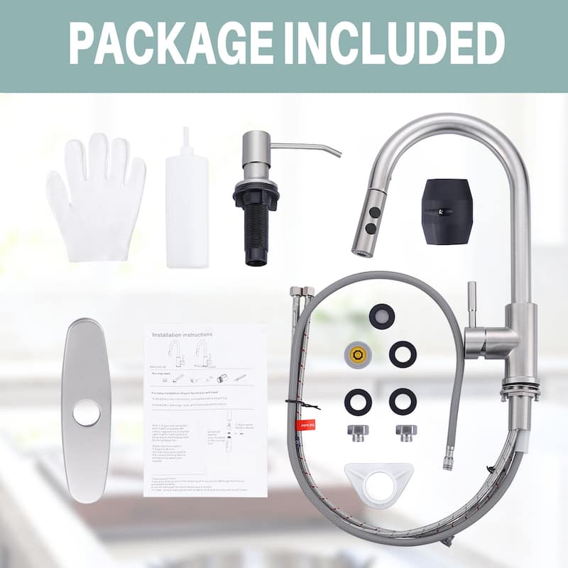 WOWOW Single Handle Pull Down Sprayer Kitchen Faucet