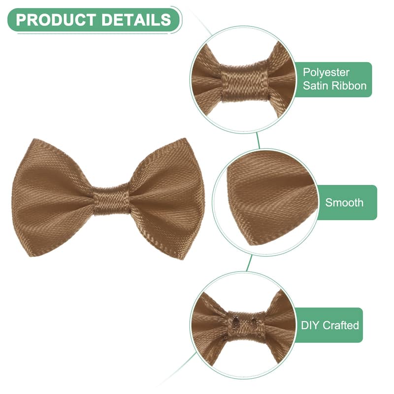 120-Pack Mini Craft Ribbon Bow 1.5x1 Inch for Craft DIY - Light Brown