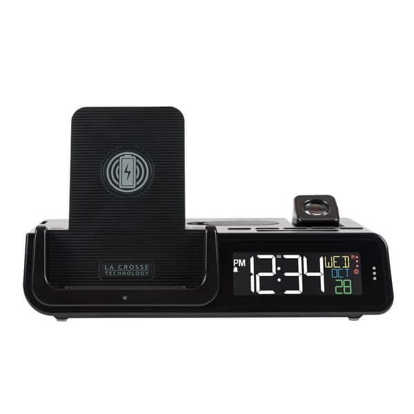 slide 2 of 8, Wattz 2.0 Projection 10W Wireless Charging Alarm with Docking Station