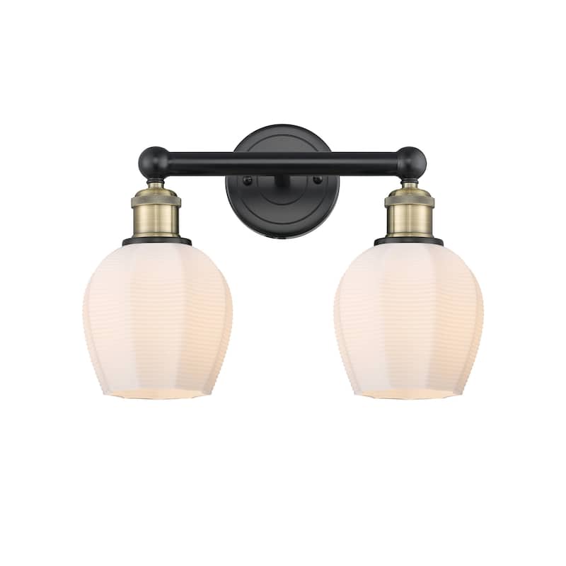 Innovations Lighting 616-2W-11-15 Norfolk Vanity Norfolk 2 Light 15" - Black Antique Brass / Matte White