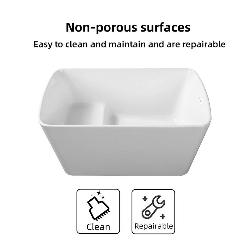 ABRUZZO Acrylic Freestanding Soaking Bathtub with Seat