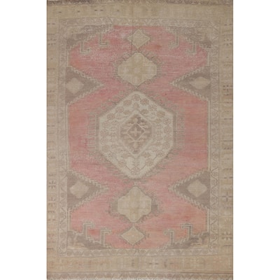 Pink Viss Persian Vintage Area Rug Handmade Wool Carpet - 4'8" x 7'4"