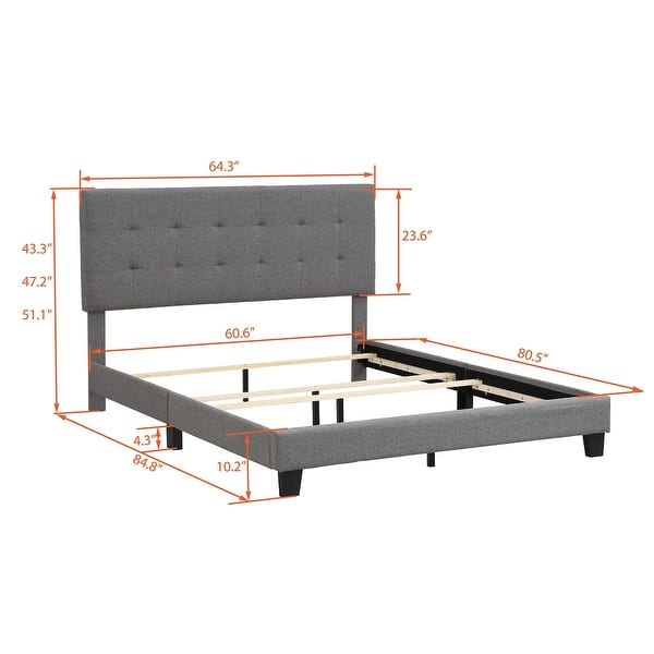 Upholstered Platform Bed with Tufted, Box Spring Needed, Queen Size ...