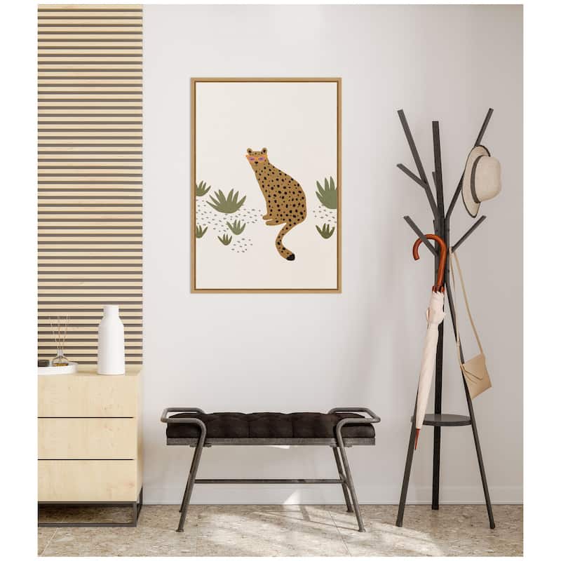 Kate and Laurel Leopard II by July Art Prints Framed Canvas Wall Art Print