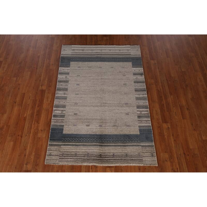 Brown Tribal Gabbeh Indian Rug Handmade Wool Carpet - 3'9" x 5'9"