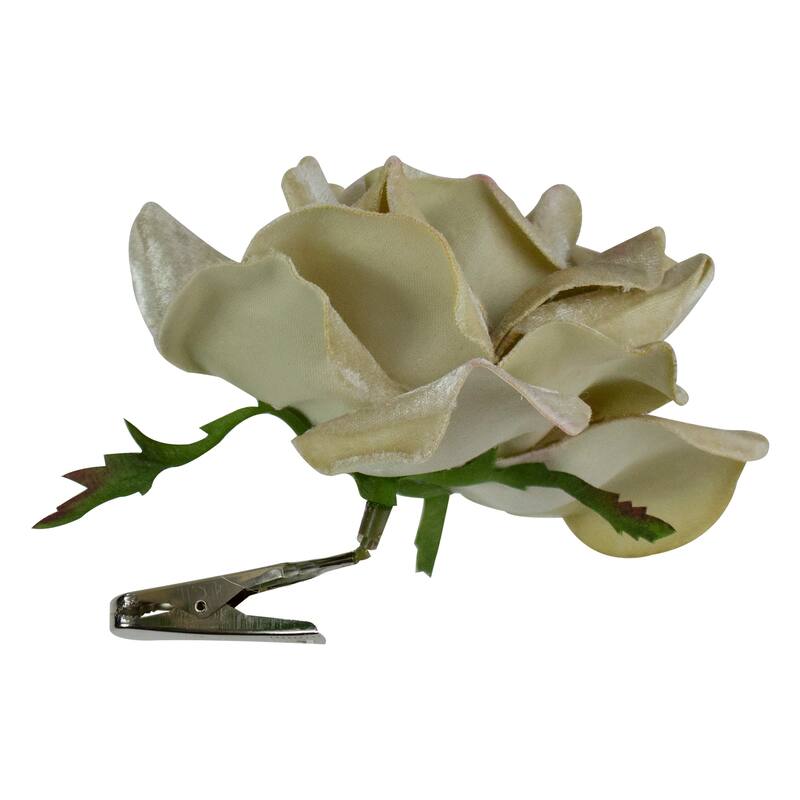 5" Artificial Rose Clip-On Christmas Ornament