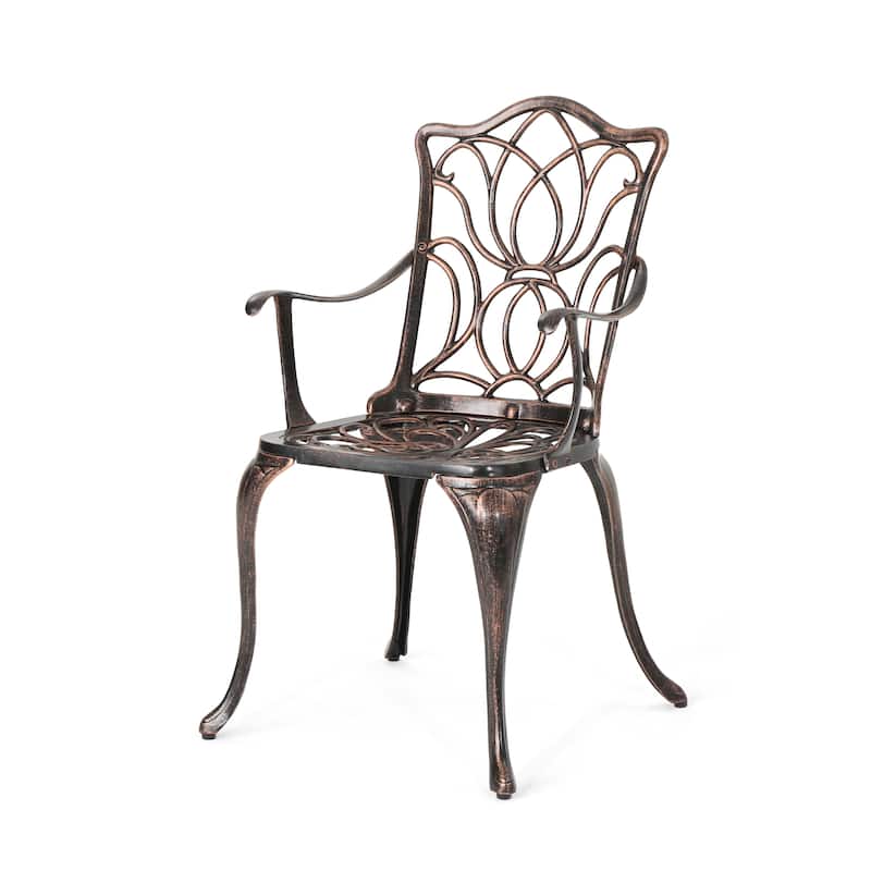 Balconies Bistro Chair Set of 2, Floral-Cut Pattern Dining Chairs, Aluminum Frame Seating Chairs, Garden Chair Side Chairs