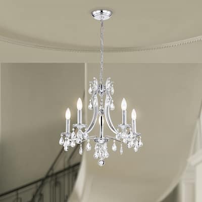 Chrome Finish 5-Light Candle Style Chandelier with Crystal Hanging