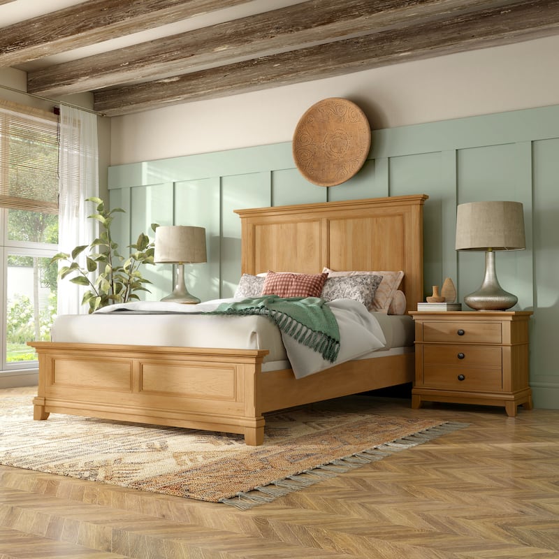 Furniture of America Wellington Farmhouse Natural Oak 3-Piece Solid Wood Kids Bedroom Set - Full