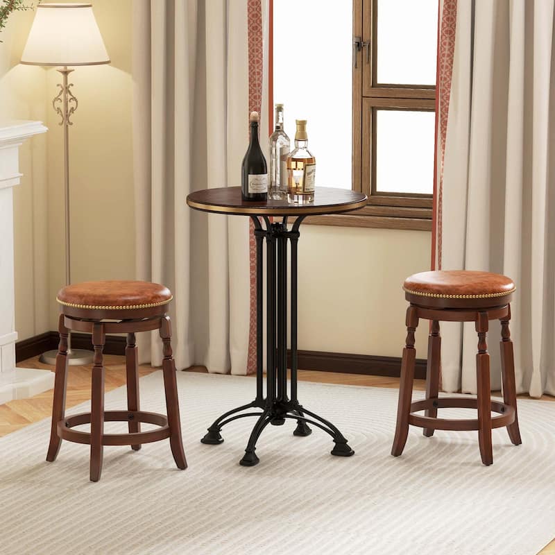 Costway 24" Swivel Bar Stool Set of 2/4 with Upholstered Seat & Rubber - See Details