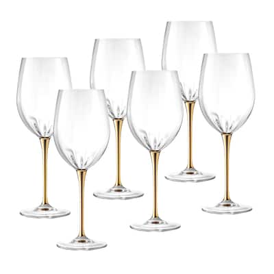 Majestic Gifts European Glass Water Goblets-Gold Stem-18Oz-Set/6