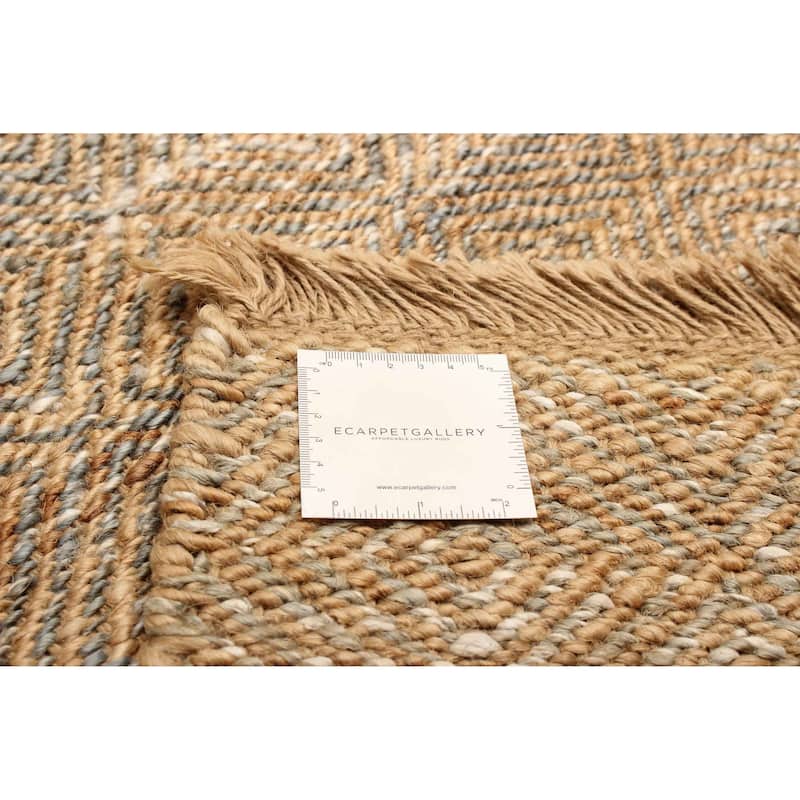 ECARPETGALLERY Flat-Weave Palas Denizli Brown Jute Kilim - 5'7 x 7'5