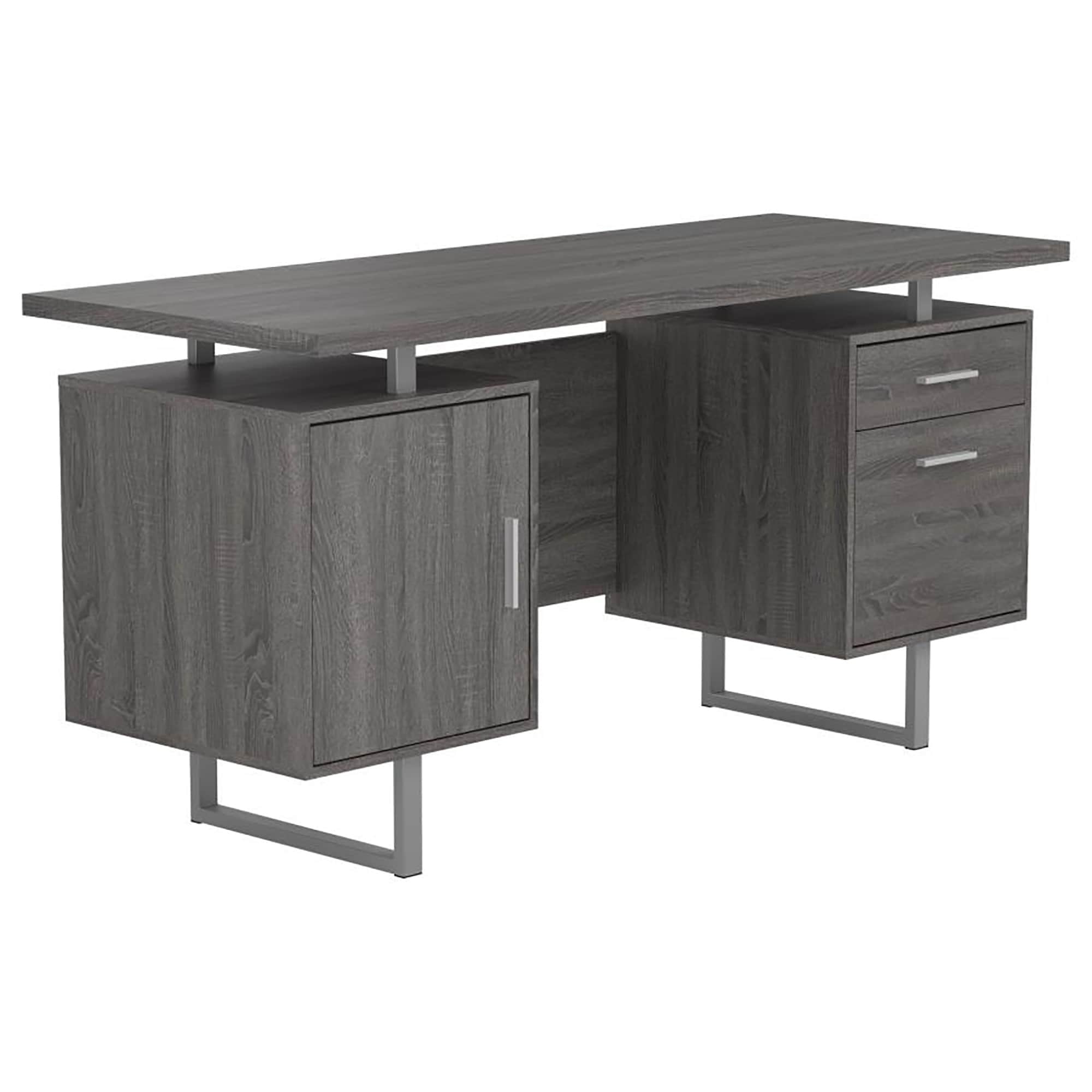 2-Drawer Floating Top Office Desk with Modern Design