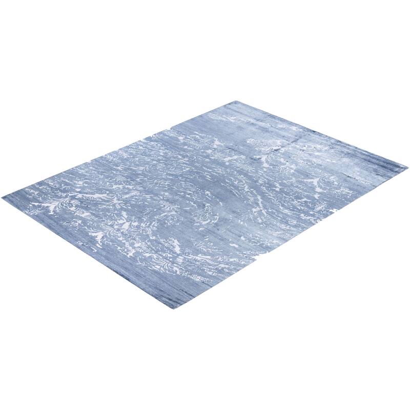 Modern One-of-a-Kind Hand-Knotted Area Rug, Blue - 9' 0" x 12' 1"