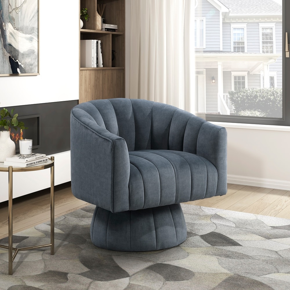 Velvet Swivel Barrel Chair, Round Upholstered Sofa Chair, Lounge Armchair with Barrel Back for Living Room, Bedroom