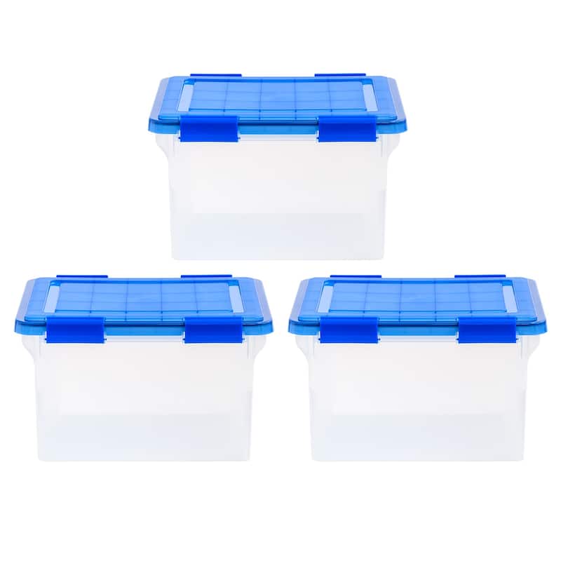 IRIS USA® ULTIMATE CLEAR File Boxes 32 Qt Buckle Lid - Clear - Set of 3