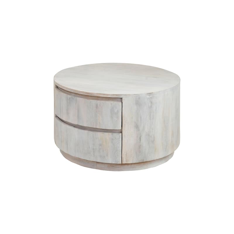 Round Coffee Table with Storage Drawers - 30" - White