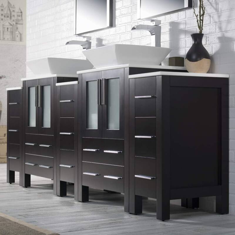 Blossom Sydney 84" Bathroom Double Sink Vanity with Cabinets & Mirrors