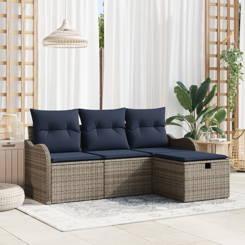 vidaXL 4 Piece Garden Sofa Set with Cushions - 69.3×46.1×27.2 - Grey