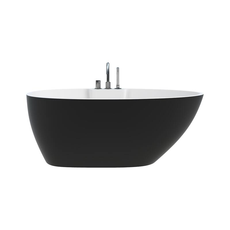 A&E Bath Hadiya Black Freestanding Oval Bathtub