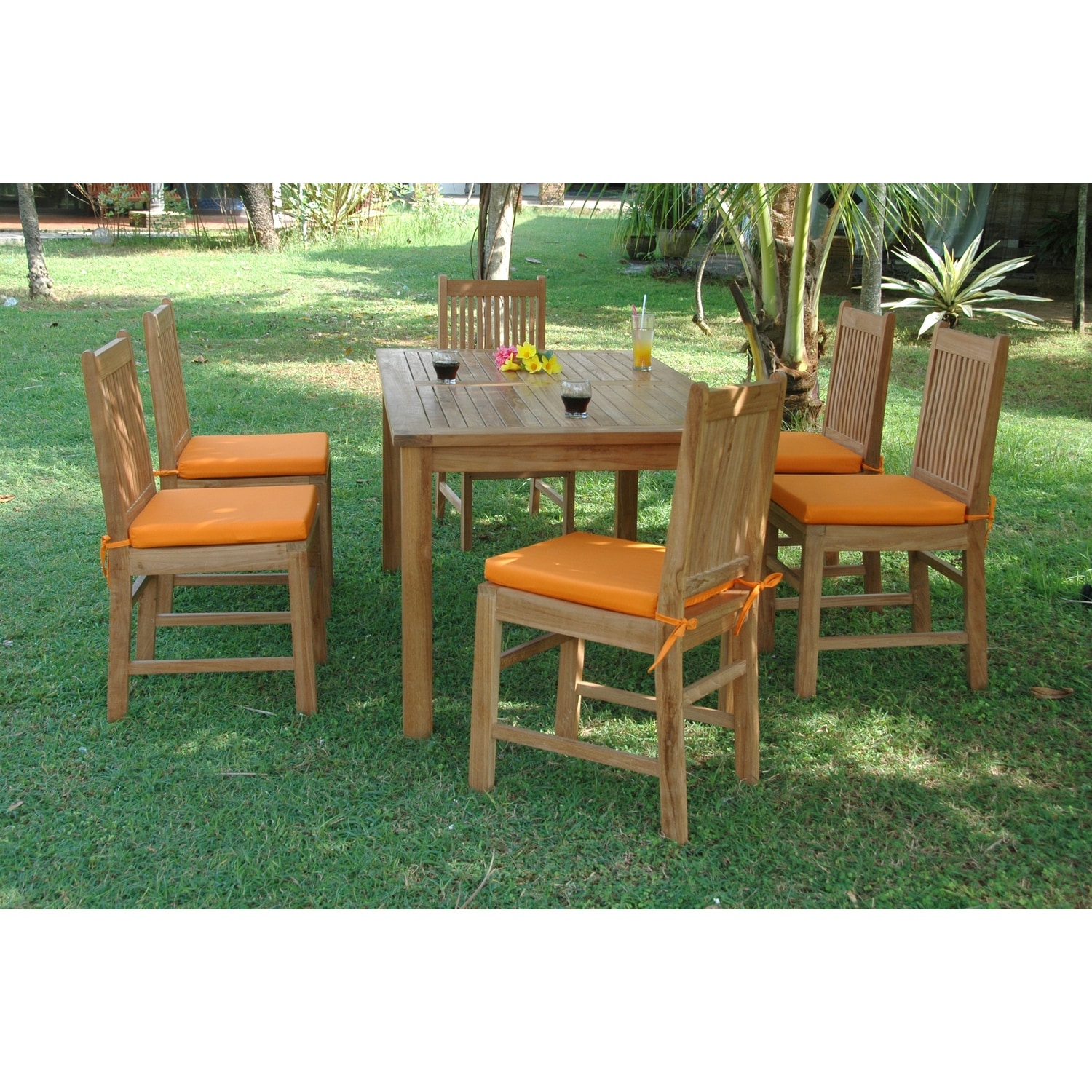 Dining Set 7 Piece Rectangular Table with Chairs - Modern Kitchen Set