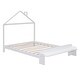 preview thumbnail 3 of 6, Full Size Wood Platform Bed with House-Shaped Headboard, Footboard Bench, and Wooden Support