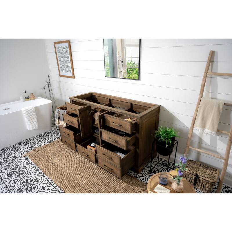 Willow Collections 60 in. W x 22 in. D Charlotte Teak Single Sink Bathroom Solid Teak Vanity with Countertop