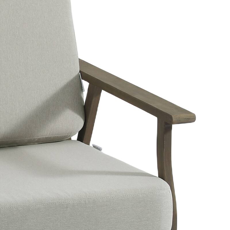 Modern Wood Cushioned Outdoor Patio Sofa Loveseat with Coffee Table