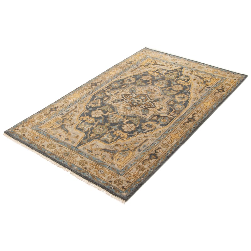ECARPETGALLERY Hand-knotted Jules Serapi Navy Wool Rug - 5'0 x 8'0
