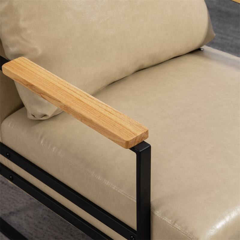 Leather Accent Chair with Metal Frame for Living Room