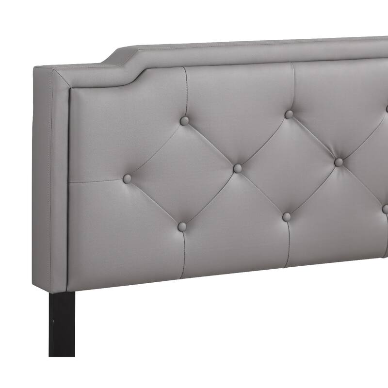 Leather Adjustable Full Panel Bed - 81" - Gray